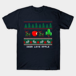 Deer Love Apple Ugly Christmas Sweater T-Shirt